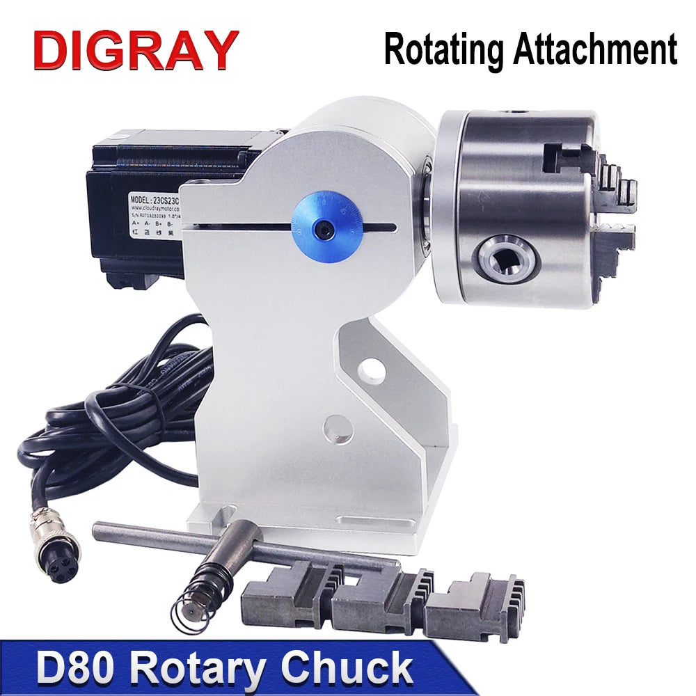 DIGRAY Rotary Befestigung RA-D80A Rotary Gerät mit Drei Chuck +DM5042 Treiber für UV CO2 & Faser Laser Markierung Maschine