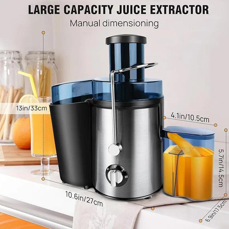 900W Zentrifugal-Saftor - Für ganze Früchte und Gemüse, 65mm breite Öffnung, 2 Geschwindigkeiten, 500ml Kapazität