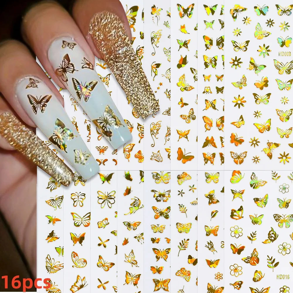 MAFANAILS Y2K Holo Schmetterlinge - 12er Selbstklebend