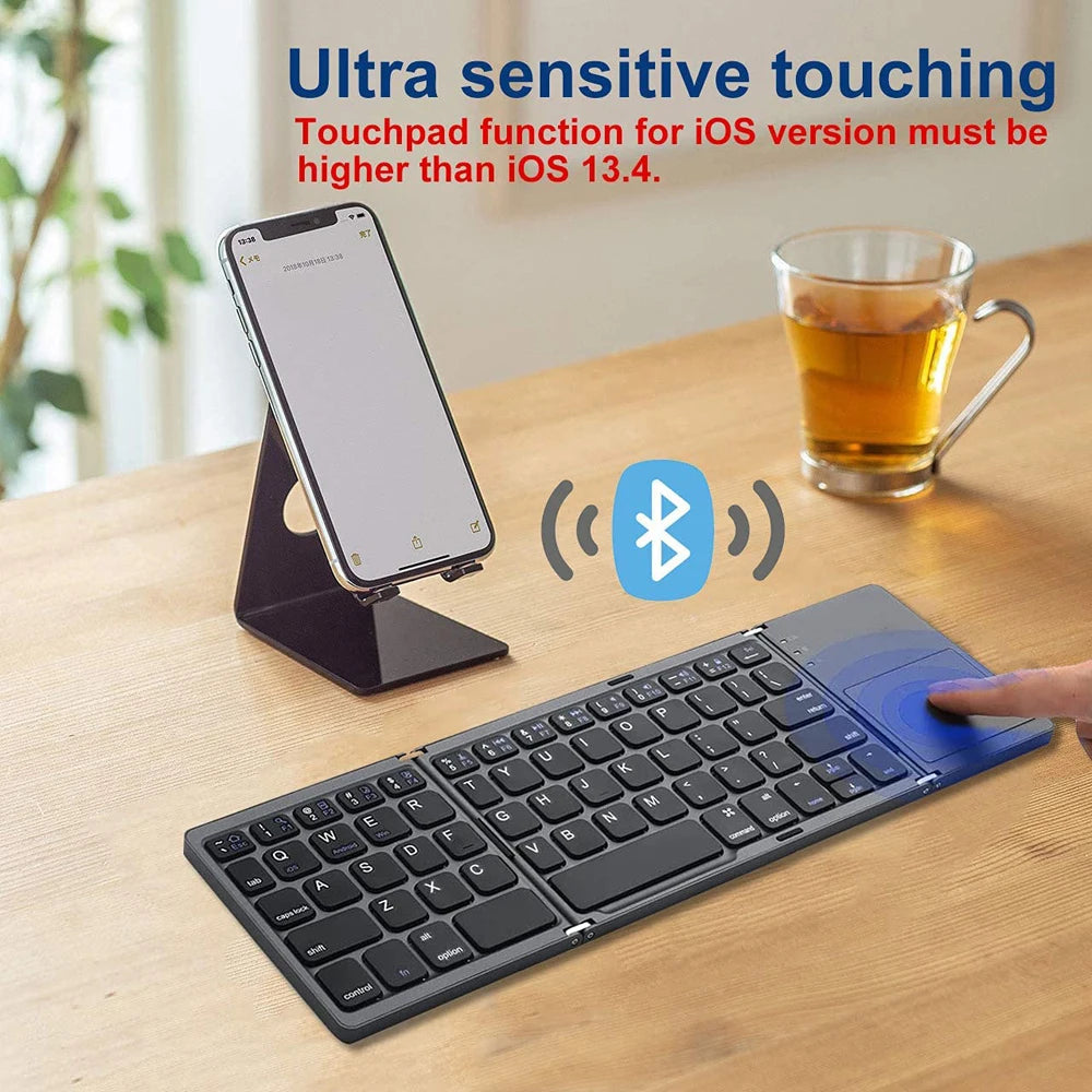 Bluetooth-Tastatur 2025: Portable Mini Three Folding Wireless Foldable Touchpad iOS Android Collection
