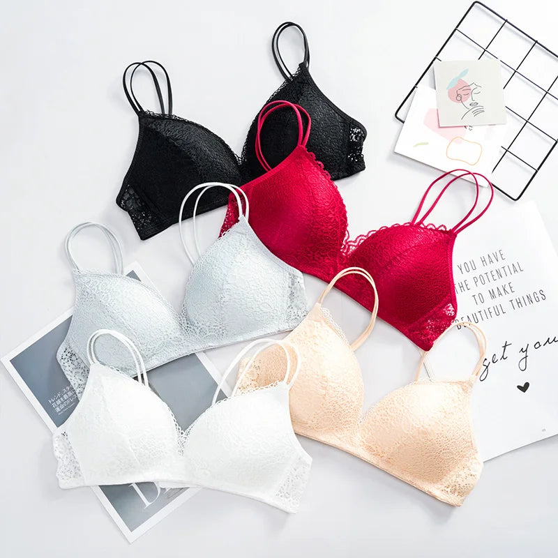eles Damen Bralette 2025 - Spitzen BH ohne Bügel A/B Cup mit Blumenmuster