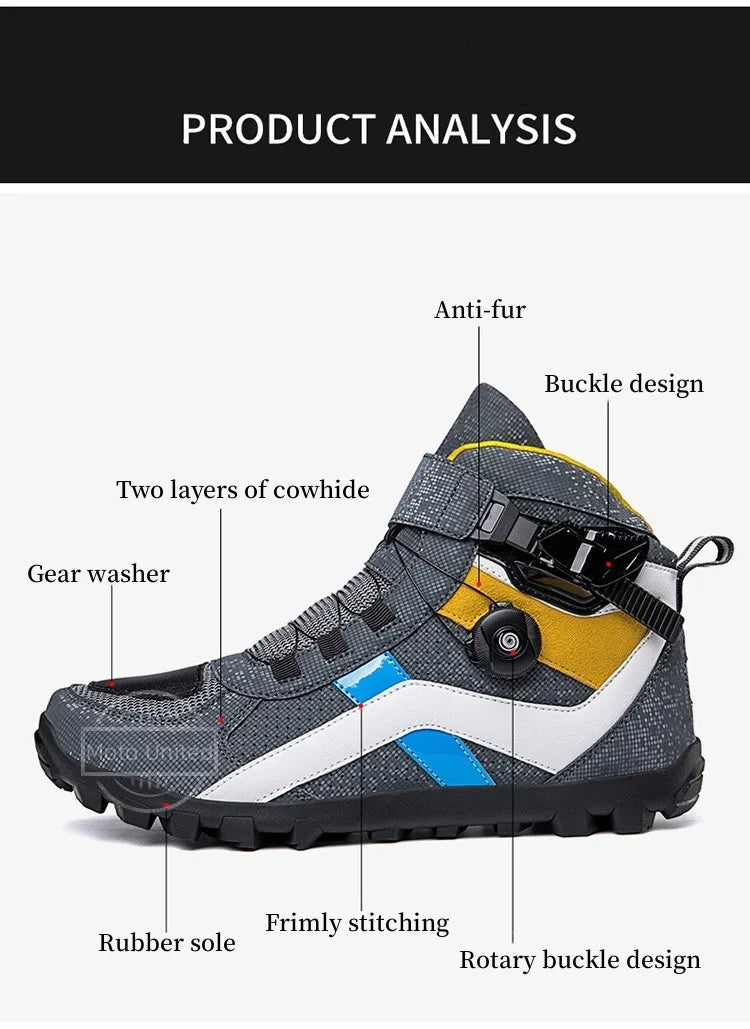 Ghete de motocicletă CN Guangdong cu talpă antiderapantă - Mărimea 39-45 Ghete din piele de vacă