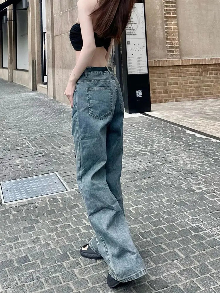 Jeans Women Fashion Lace Patchwork Embroidery Vintage Loose Women Jeans Pants