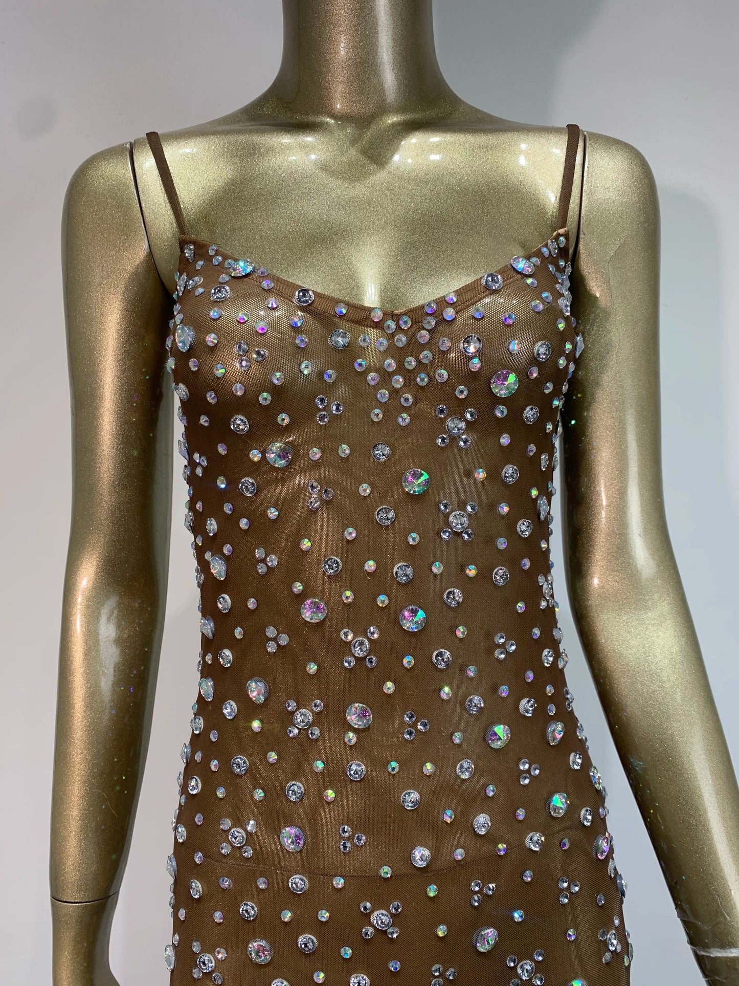 Aurelia Elegantes Kleid Transparent - Strass Ärmellos S