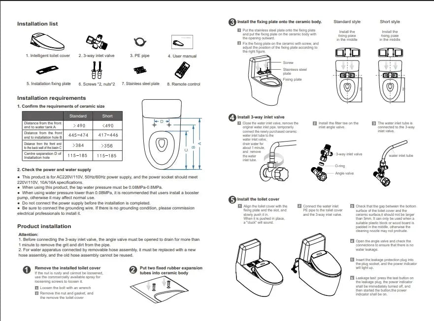 1300W Intelligenter Beheizter Bidet-Toilettensitz, 51cm Elektrischer Toilettendeckel Intelligenter V-Sitz, LED-Licht Fernbedienung/Tasten by Golden Bridge Store