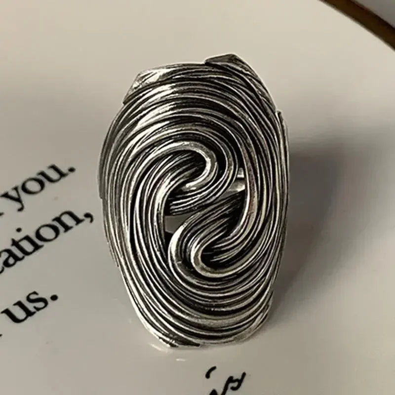 Vintage Exaggerated Irregular Ring Punk Geometric Flower Opening Adjustable Rings for Women Men Finger Jewelry Party Gifts