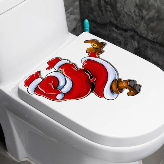 1Pcs Christmas Fun Bathroom Toilet Decoration Self Adhesive Wall Stickers Car Creative Decoration Santa Claus Stickers Wholesale
