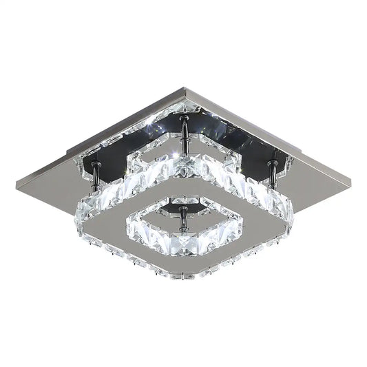Crystal LED Ceiling Light Modern Ceiling Lamp 12W 6500K Modern Square Ceiling Light LED Chandelier for Kitchen Bedroom,Dia 20cm