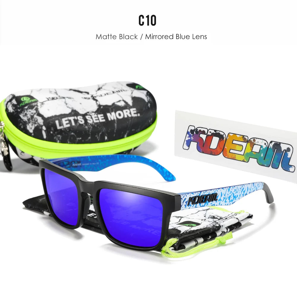 KDEAM Herren Polarisierte Sonnenbrille Quadratisch Casual Outdoor Sonnen Brille Frauen Unisex Sonnenbrille für Paare mit Neuer Verpackung