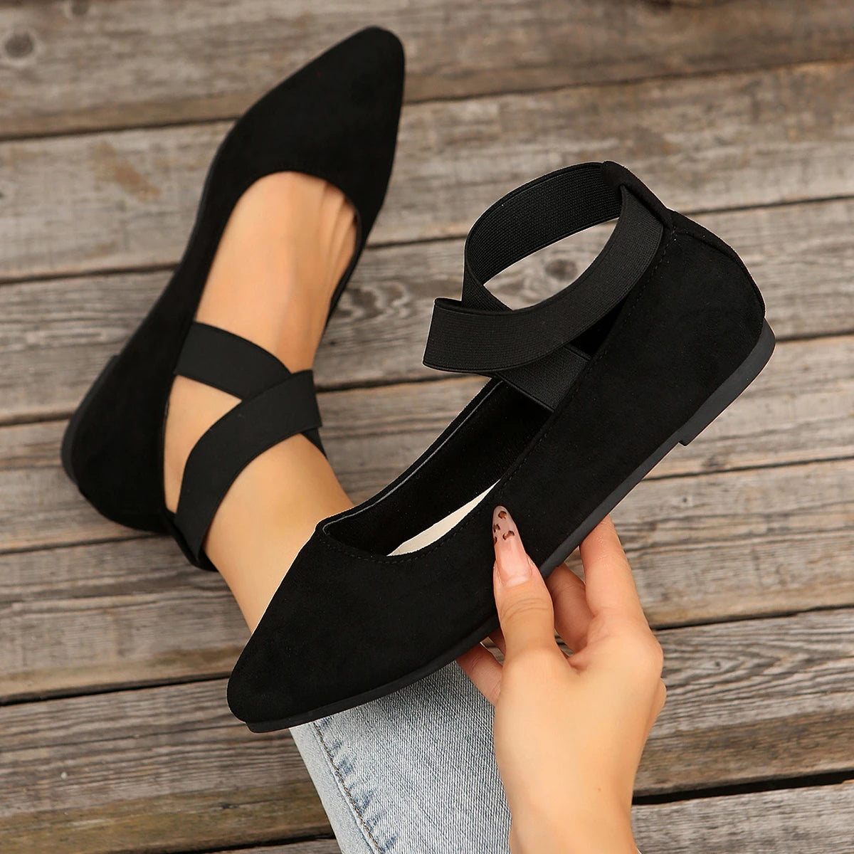RZSMTYA Damen Atmungsaktiv Loafer - Gummisohle Spitze