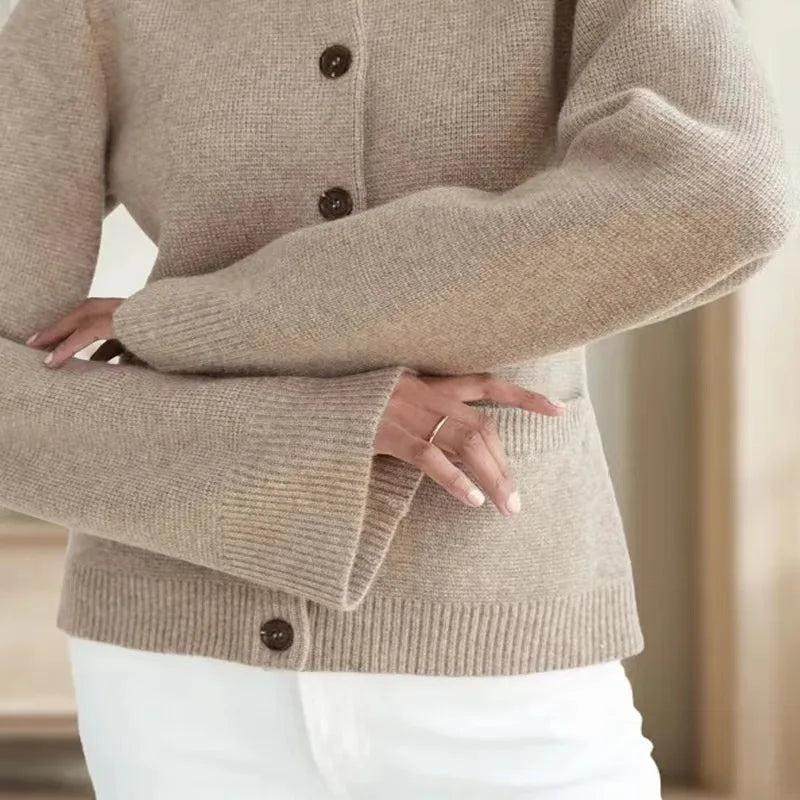 Fdfklak Cardigan Strickjacke O Neck - Kapazität Mittleres Gewicht 120 bis 220 g m2, Leistung Regular Fit, Größe Regular