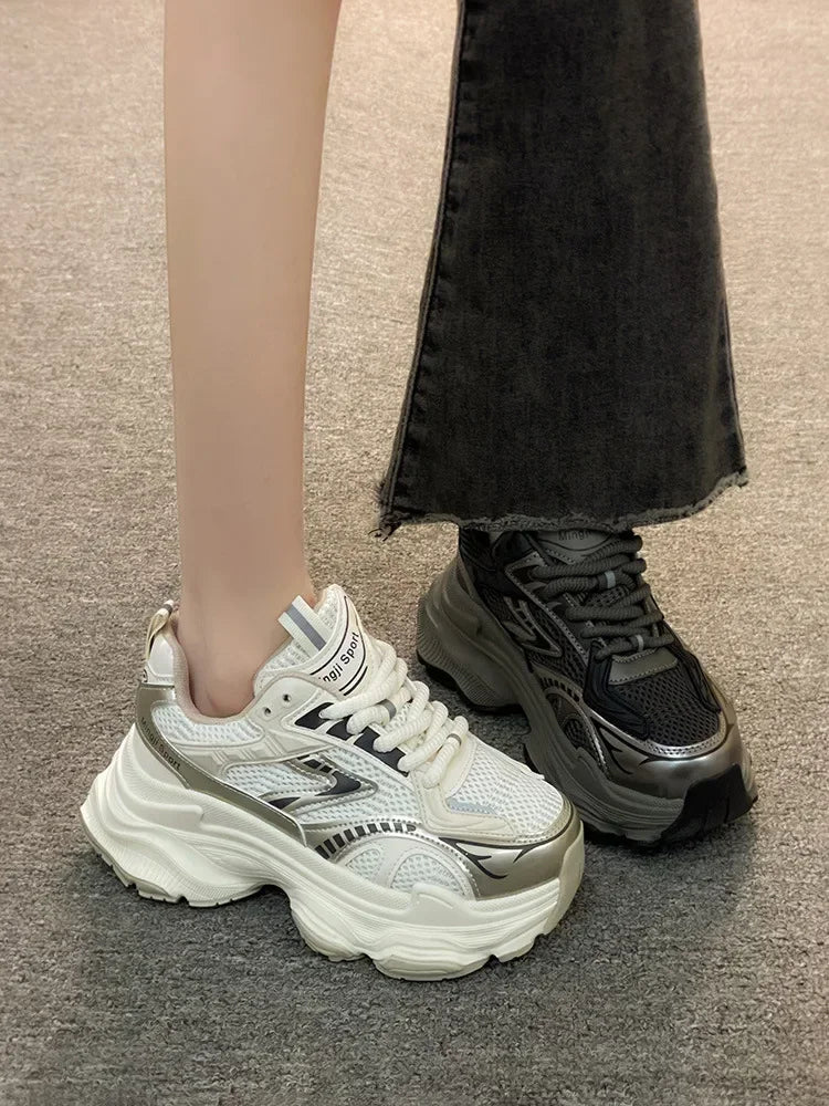 Platform-Sneaker 2025: YBQJOO Women Platform Sneakers 2025 Autumn New - Fashion Casual Lace Up Sports Shoes Woman Non Slip Walking Shoes Ladies Vulcanize Collection