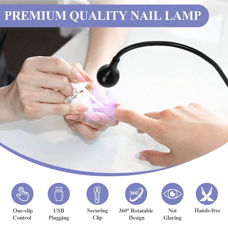 UV LED Nail Lamp - Mini LED Nail Lamp Gel X Lamp For Nails With Securing Clip Rotatable LED Light Easy Install Easy To Use