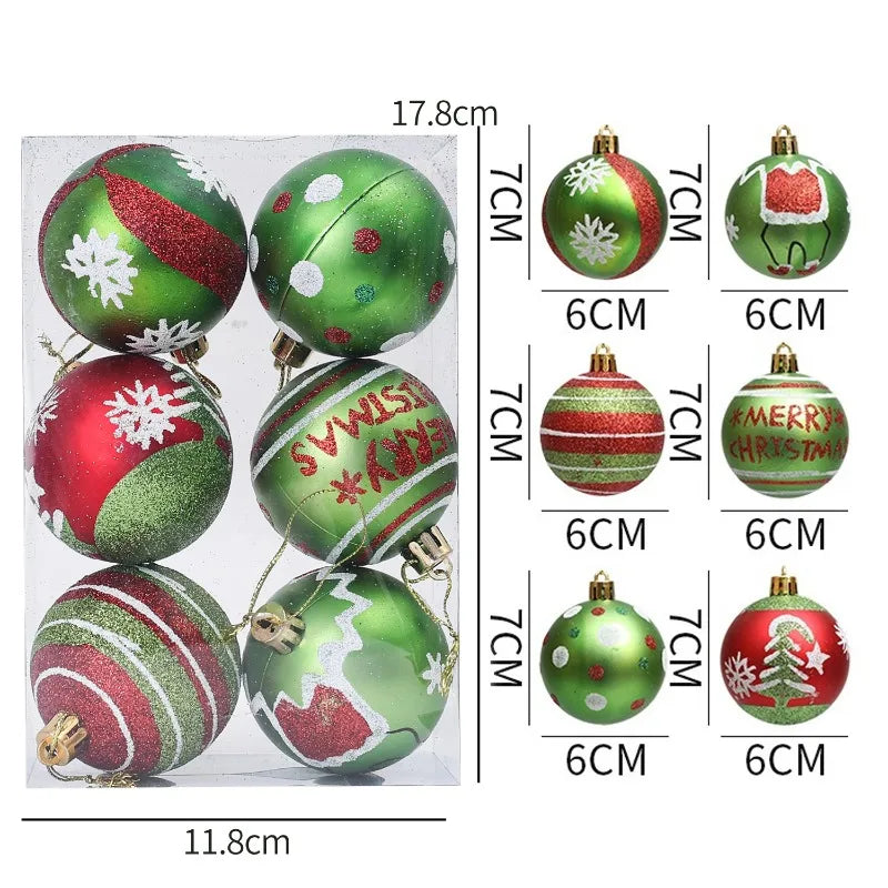 Choice Weihnachtskugeln Glitzernd - 6 Stück Kunststoff Klein