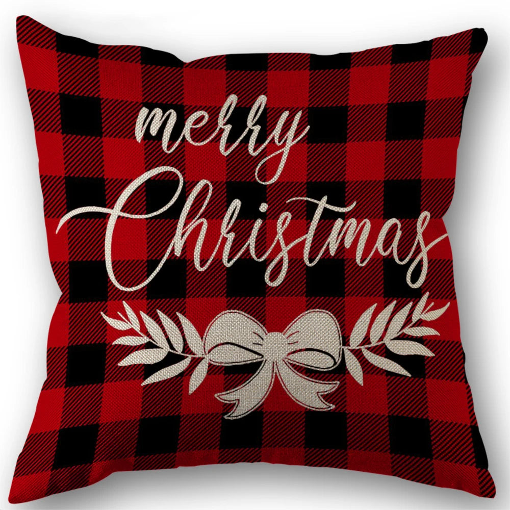 Red Stripe Merry Christmas Pillowcases Sofa Cushion Cover Linen Pillowslip House Indoor Home Decoration Throw Pillow Cover