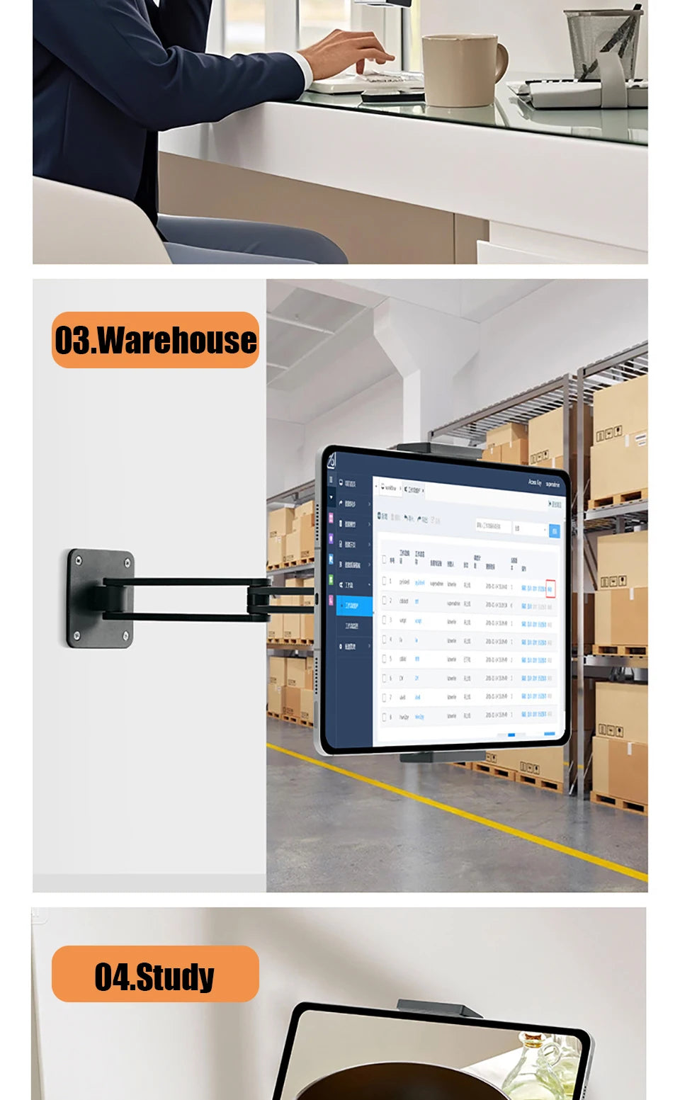 OUTMIX Cantilever Tablethalterung - 360° 4,7–12,9 Zoll
