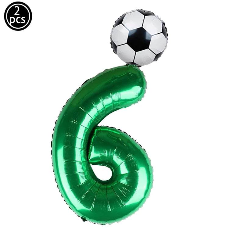 Baloane cu numere de fotbal 2025: Set folie verde 32" - Colecția Sports Party