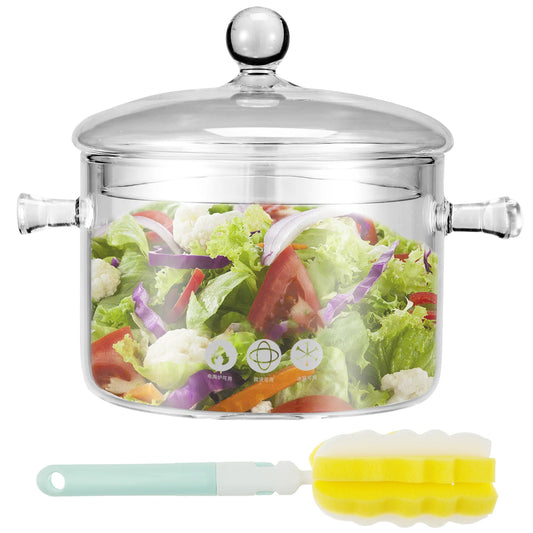 Willstar 1,5L Glastopf Hitzeresistent - Dualgriffe Deckel
