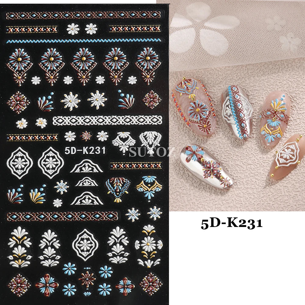 GL5D-K256 5D Sonnenblumen Nagelsticker - Herbstdesign Prägung