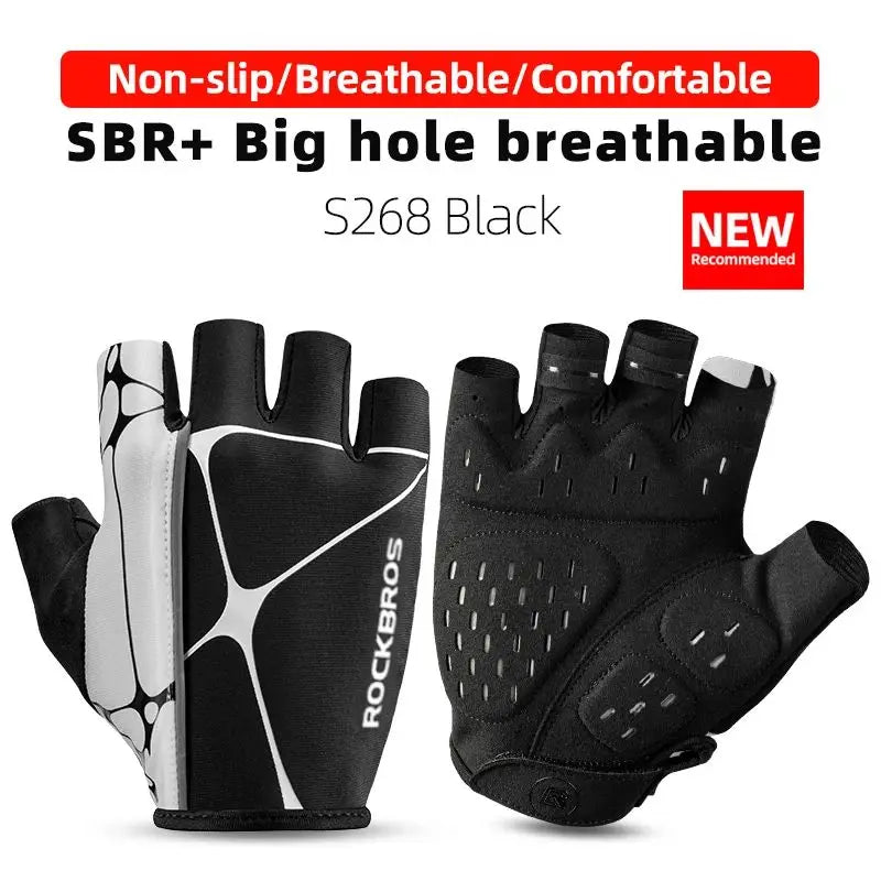 ROCKBROS Radfahrrhandschuhe Halbfinger Schockresistent Abriebfest Atmungsaktiv MTB Straßenfahrrad Handschuhe Männer Frauen Sportfahrrad Ausrüstung