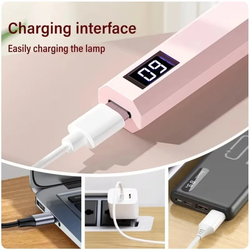 Handheld Mini UV LED Nail Lamp for Gel Polish Curing USB Rechargeable Quick Dry Portable Manicure Machine Nail Art Tool