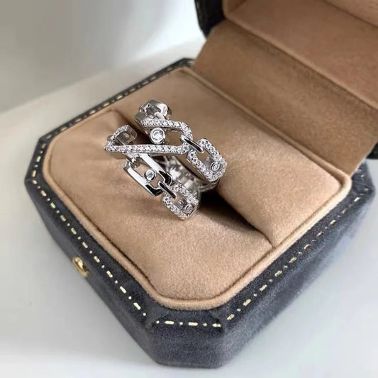 TrendyMed New Double Layer Cubic Zirconia Personalized Party Accessories Ring Women's Fashion Personalized Jewelry Gifts