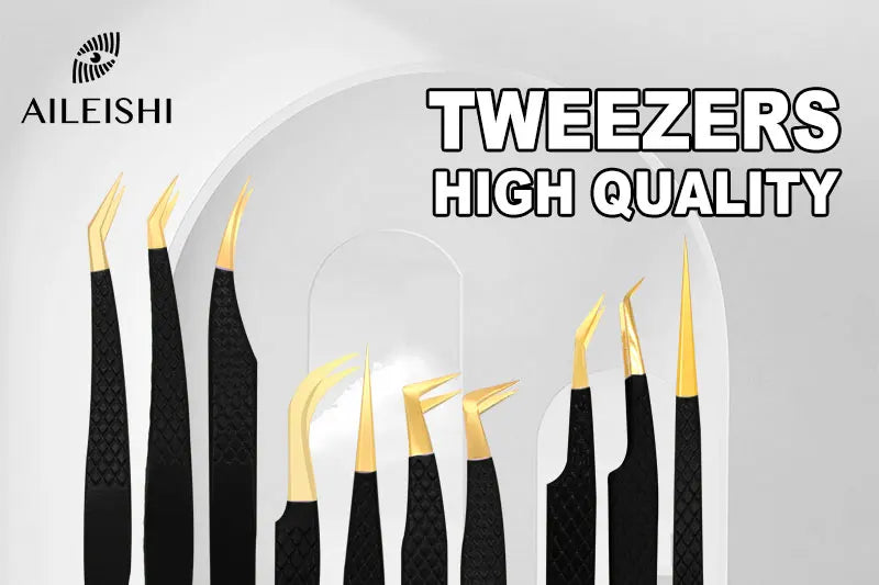Eyelash Tweezer Black Stainless Steel Superhard Precision Anti-Static Tweezers Grafting Lashes Extension Supplies Makeup Tools