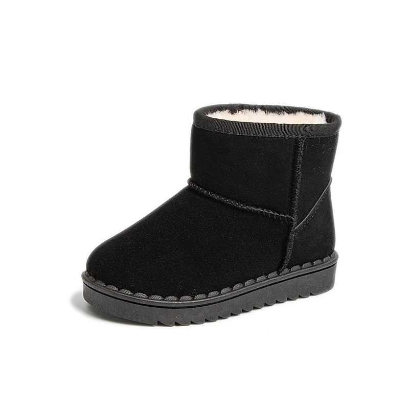 Kinder Schneestiefel Prägnanter Stil Plüsch Chunky Winter Kinder Kurzstiefel Einfarbig Slip-on Unisex Klassische Jungen Mädchen Schuhe 23-36