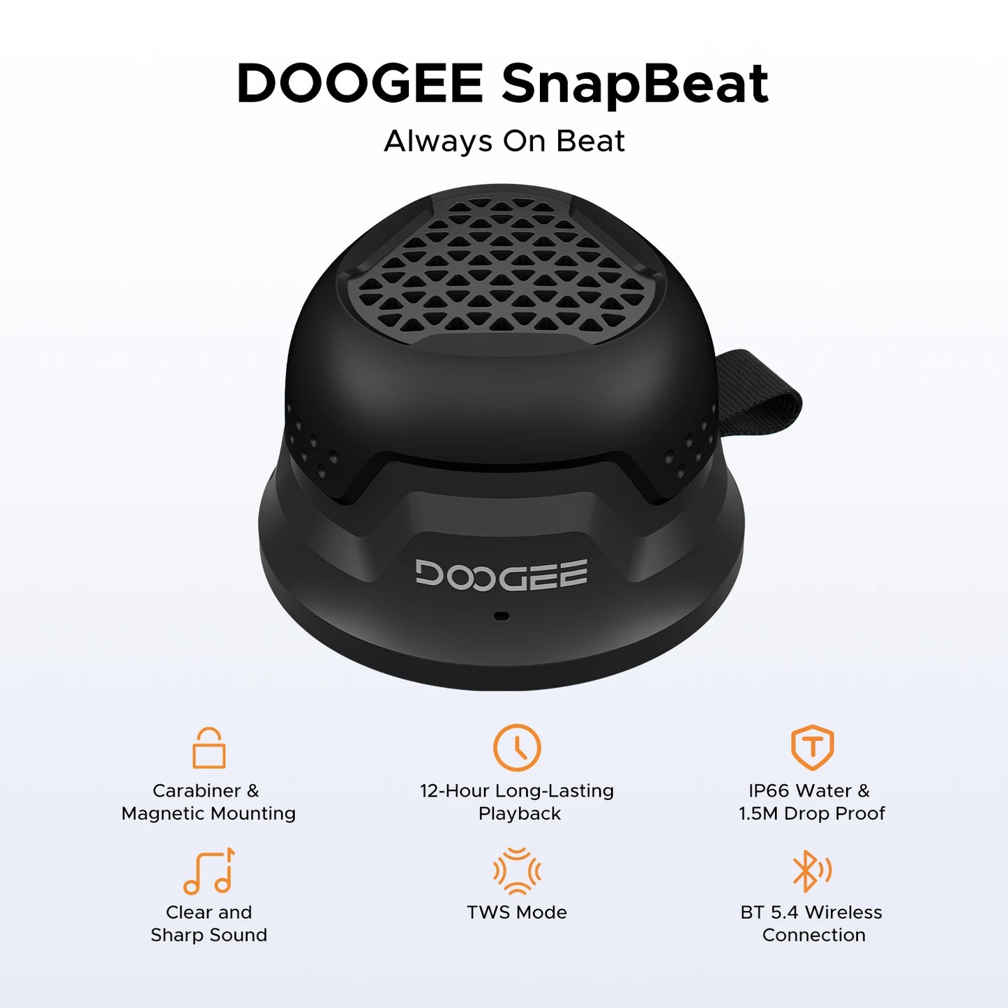 DOOGEE SnapBeat Magnetischer BT-Lautsprecher - 12h Akku, <25W, Kompakt