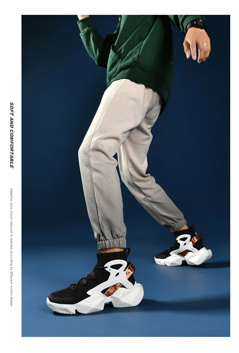 Fashion Men's Sneakers High Street Luxury Shoes Men Sock-like Comfy Sports Shoes Breathable Lightweight All-match Walking Shoes
