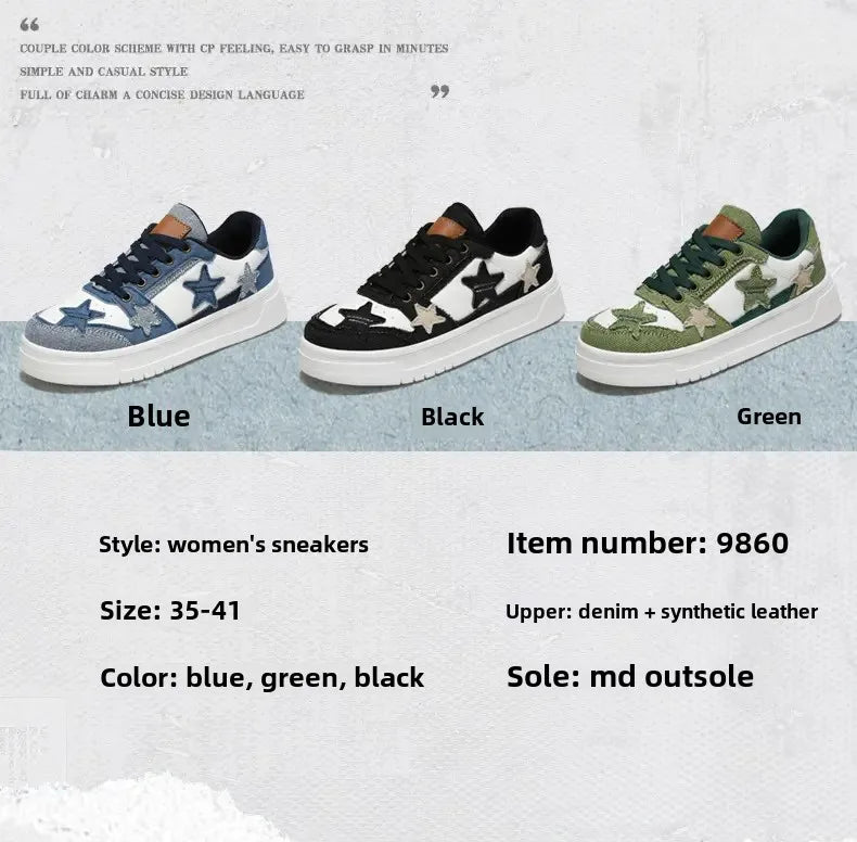 Men's Sneakers Fashion Star Skate Shoes Punk Hip Hop Style Student Sports 2 Summer All-match Non-slip Booster Casual Shoes