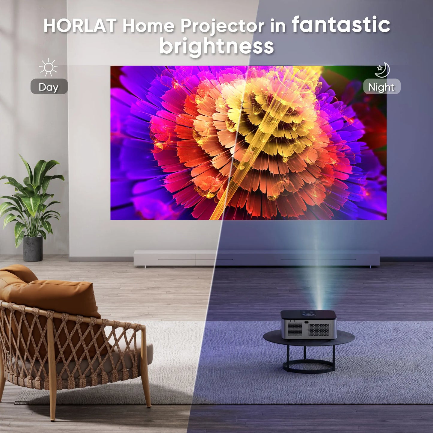 HORLAT T3N 4K LED-Projektor - 1500 ANSI-Lumen, 105 W, 13,5 Zoll