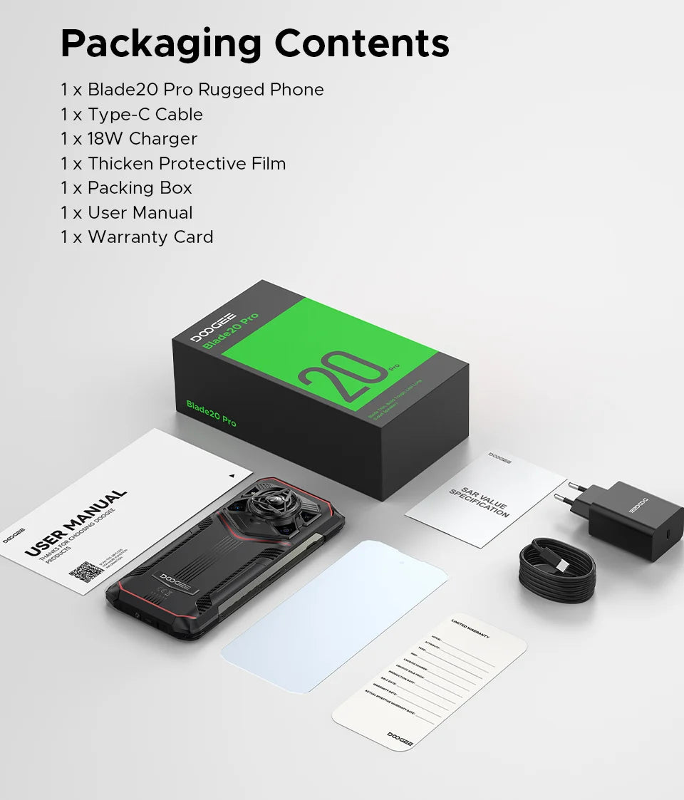 DOOGEE Blade20 Pro Robustes Smartphone - 11800mAh 18W 6,6 Zoll