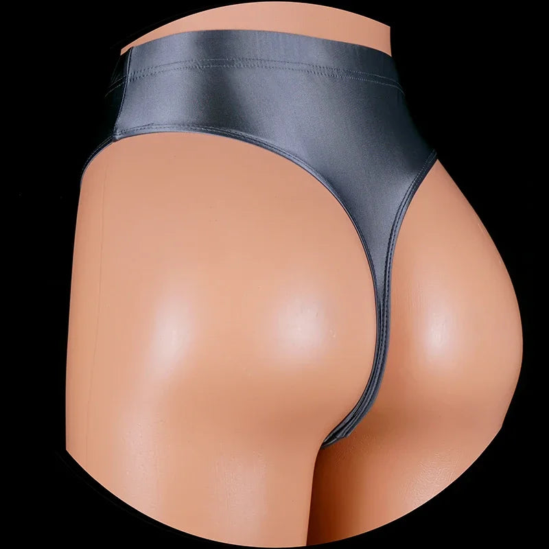 YAULAANG Damen String 2025 - Japan Style High-Waist Satin String glänzend