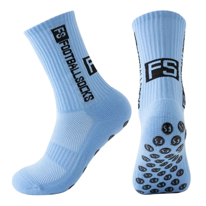 FS Fußballsocken Neuer Stil Runder Silikon-Saugnapf-Grip Anti-Rutsch-Soccer-Socks-Sports-Männer-Frauen-Baseball-Rugby-Socks