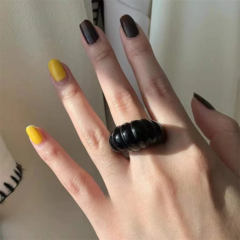 Inele Groase Geometrice HangZhi - Rășină, Mărime Mare