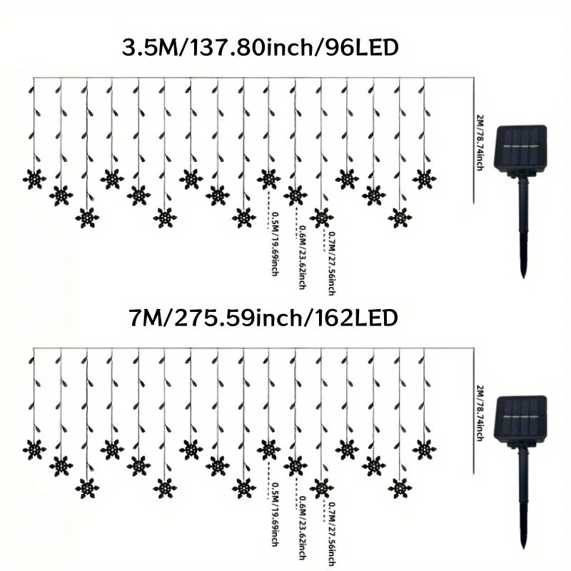 Snowflake Garland LED Lichterkette - Länge 9m, 162 LEDs, Solar IP44