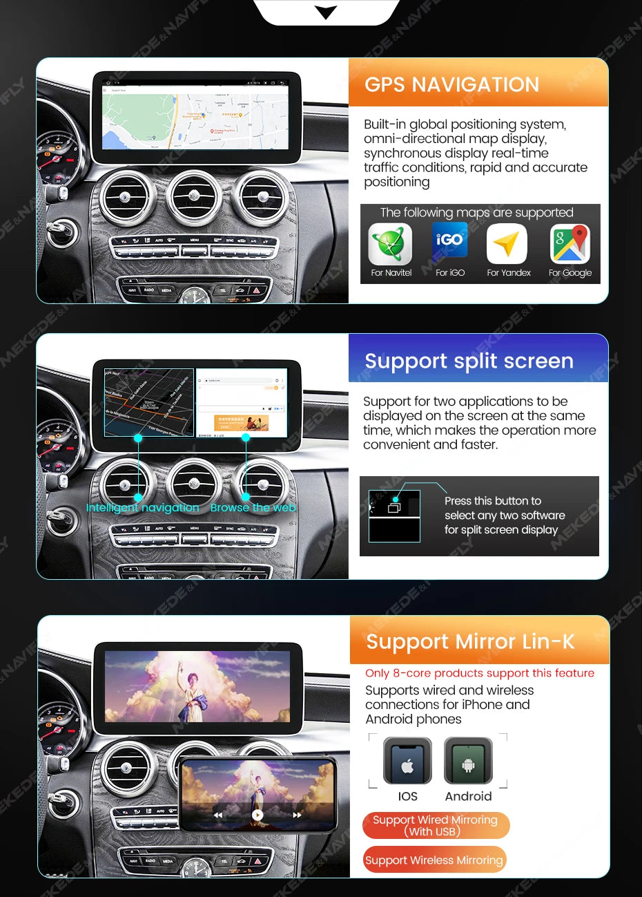 Mercedes Autoradio 2025: Android Screen Media Host - A-Klasse W176/GLA X156/CLA C117 DSP Wireless CarPlay Collection