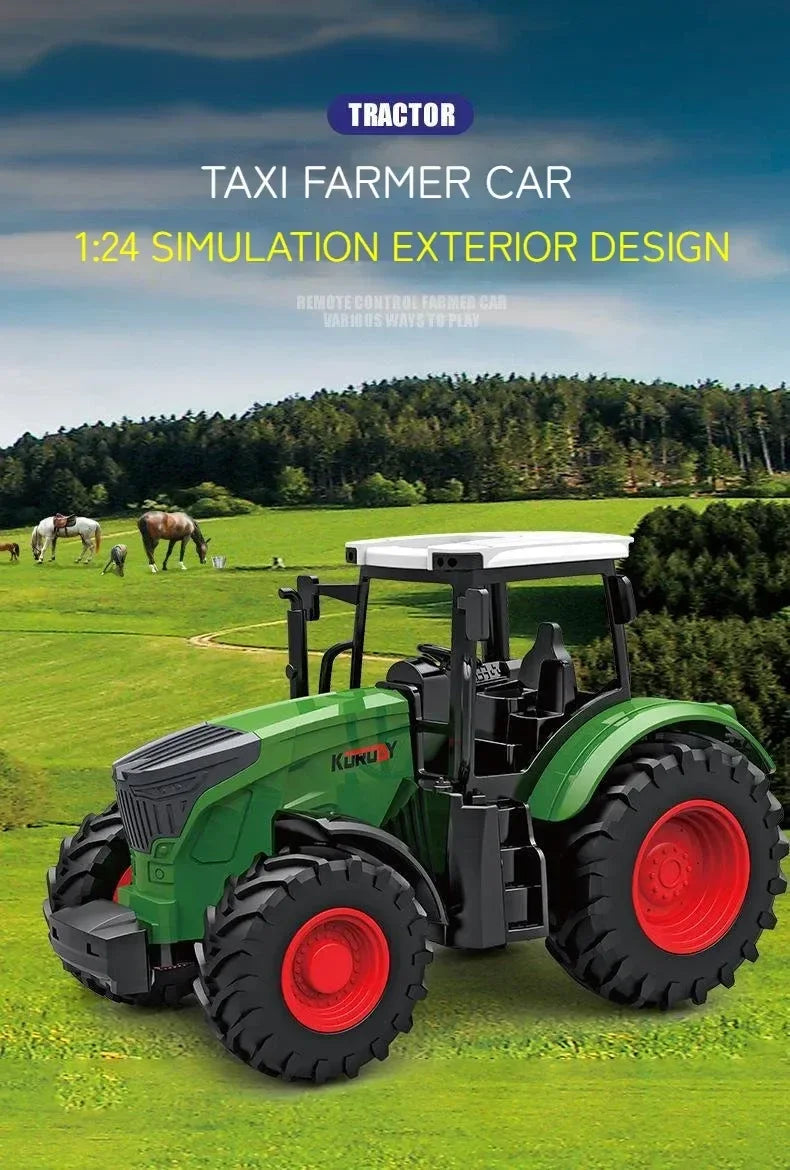 RC Auto 1:24 Legierung Ferngesteuert Traktor Spielzeug Mit Scheinwerfer Simulation Elektrisch Farm Truck Spielzeug Set Kind Outdoor Spielzeug Geschenke