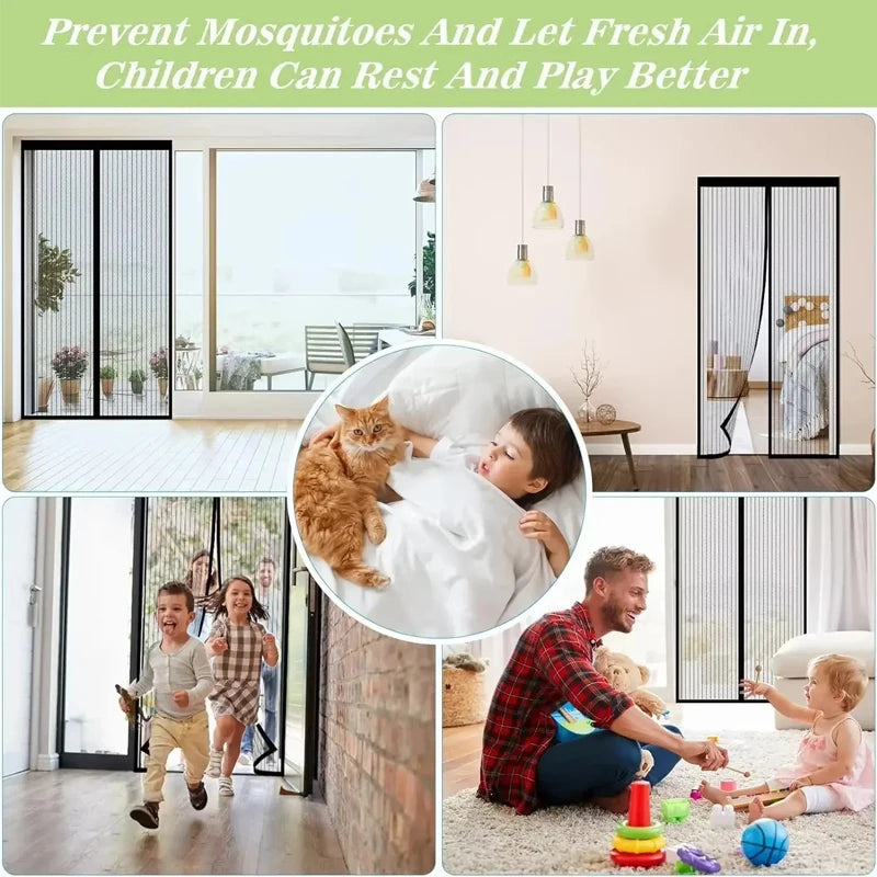 Self Closing Magnetic Mosquito Net, Invisible Door Mesh, Insect Divider Curtain, Magic Mesh, Suitable for Summer and Autumn use