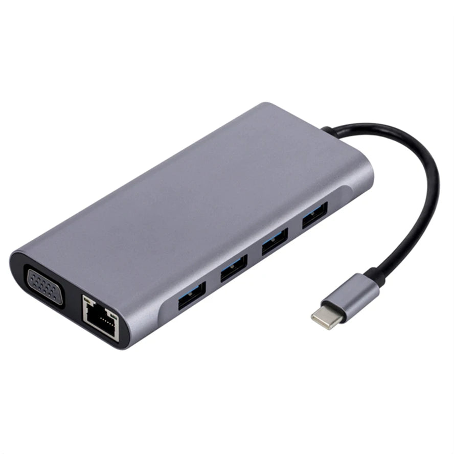 11-in-1 USB-C Hub 4K HDMI - 11 Ports, PD87W, kompakt