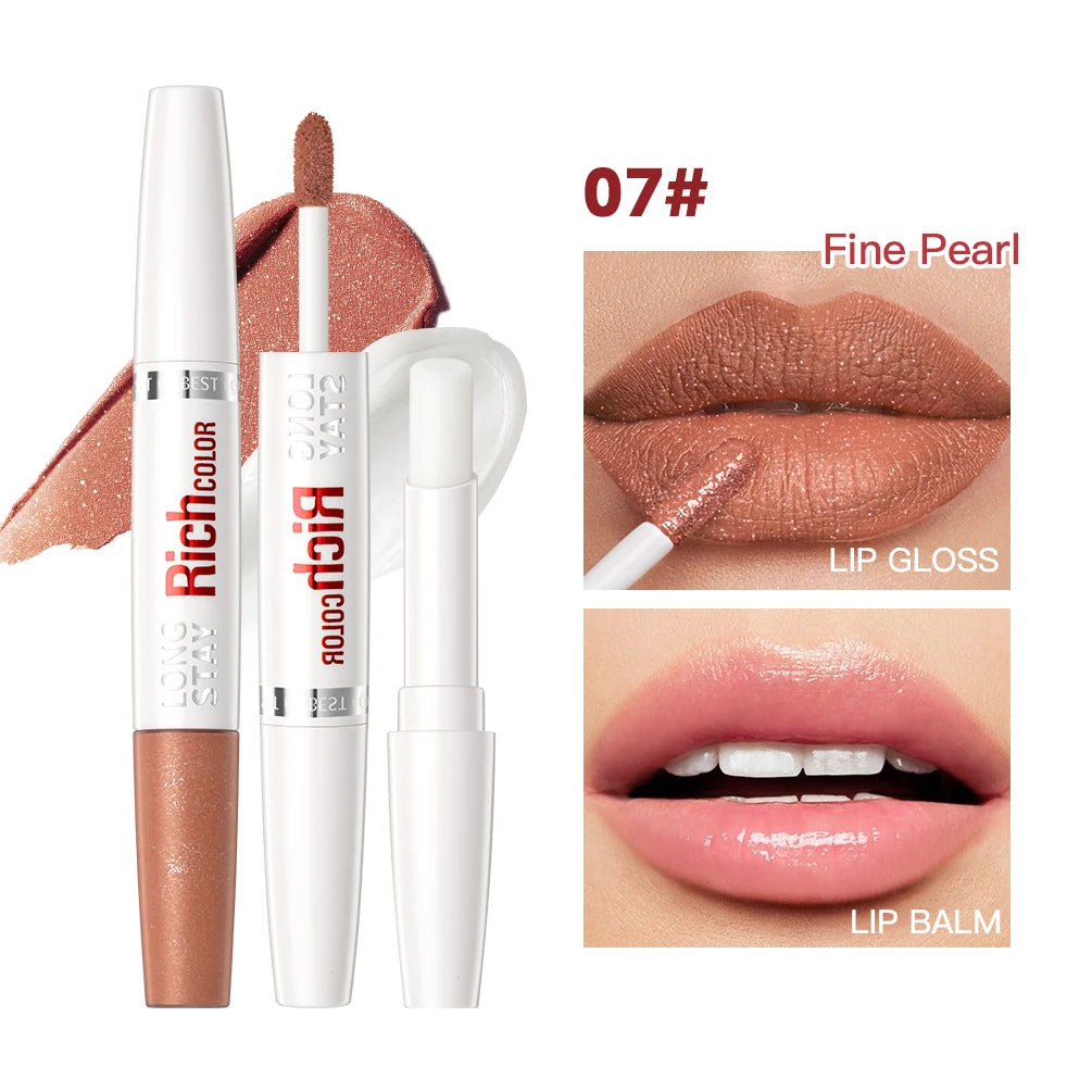 Double Head Matte Liquid Lipstick & Lip Plumper Oil Waterproof Long-Lasting Makeup Lip Balm Reduce Fine Lines Lipgloss Cosmetics