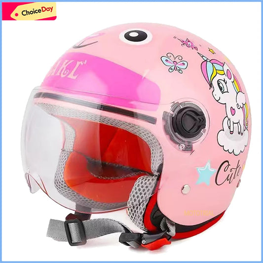 Childrens helmet For Kids 3~12 years child cartoon unicorn Motorcycle Motor Helmet Comfortable Motos Protective Safety Helmets
