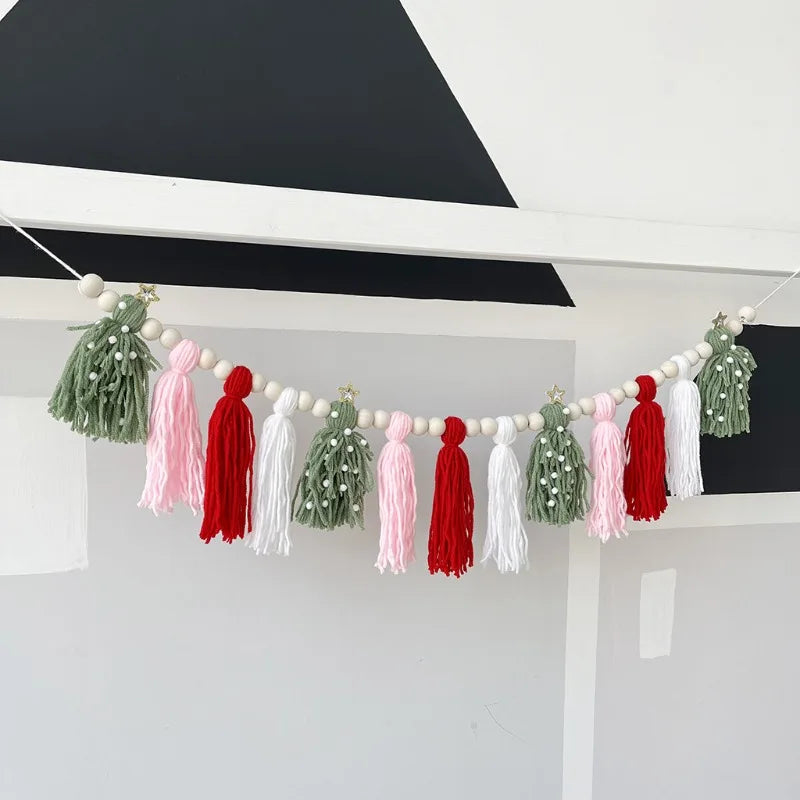 Bohemian Quaste Kamin Banner Weihnachten Wandbehang Dekor für Boho Home Makramee Garten Party Urlaub Kaminsims Dekoration