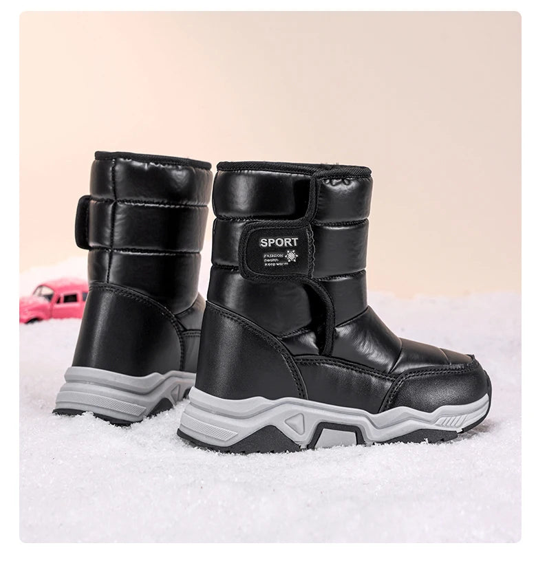 Neue Kinder Schnee Stiefel Winter High-top Warme Baumwolle Schuhe für Kinder Jungen Mädchen Warme Plüsch Futter Stiefeletten anti-skid Wasserdicht