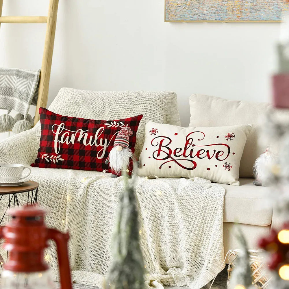 Merry Christmas Decorative Pillow Cover 30x50cm Linen Throw Pillowcase Christmas Cushion Cover Pillowslip For Sofa Home Decor