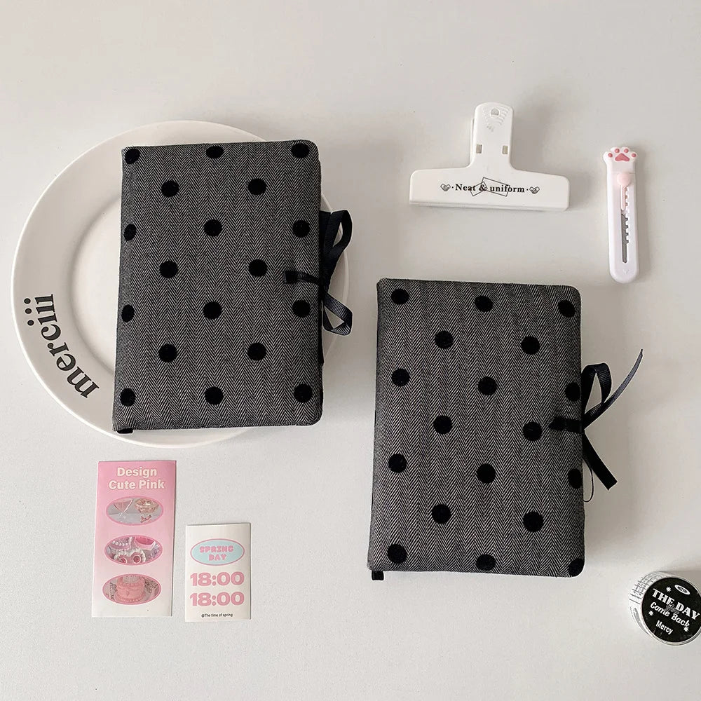 Ins Style Soft Cover Notebook Black Polka Dot Soft Foam Notebook Minimalist Handbook Journal Book Lanyard Notebook