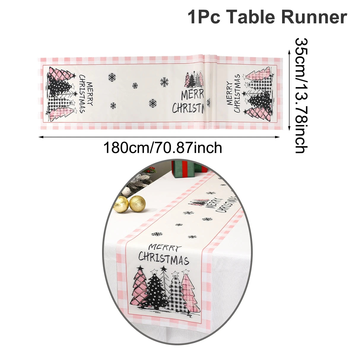 Pink Christmas Table Runner Snowman Santa Claus Merry Christmas Decorations For Home 2025 Navidad Noel Gift New year Tablecloth