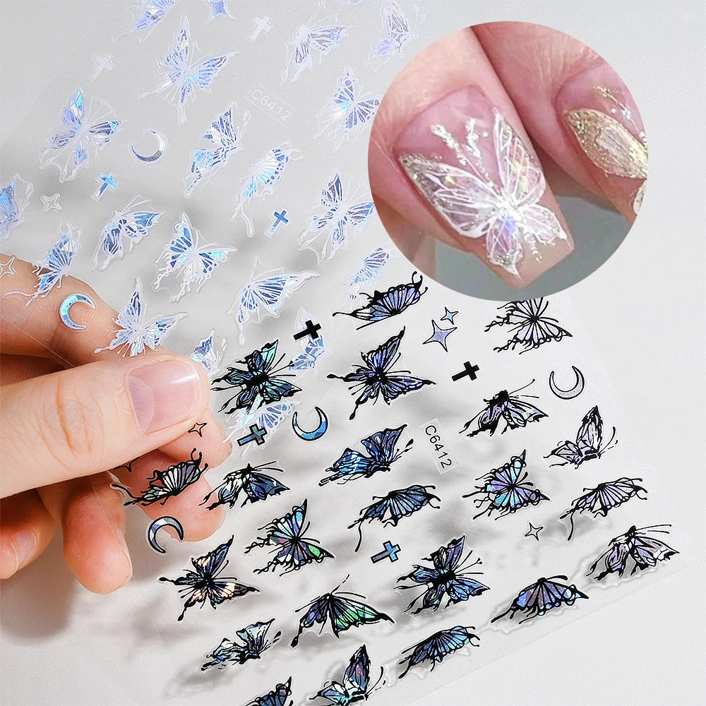 MAFANAILS NLS 3D Holografisch Schmetterling - 1St Schwarz