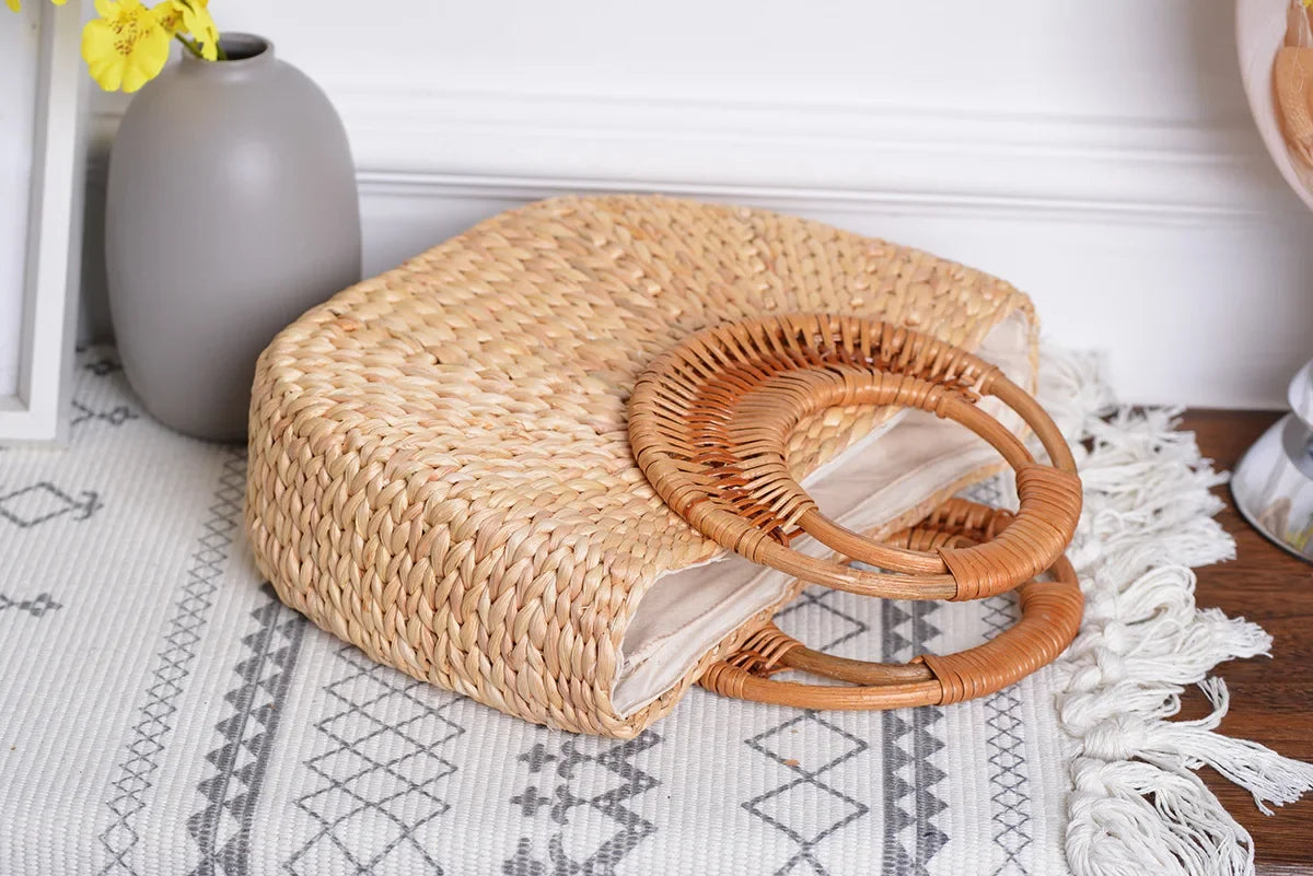 Beach Bag Women 2022 Summer New Elegant Woven Straw Bags Female Bohemia Knitted Large Tote Handbag Vacation Casual